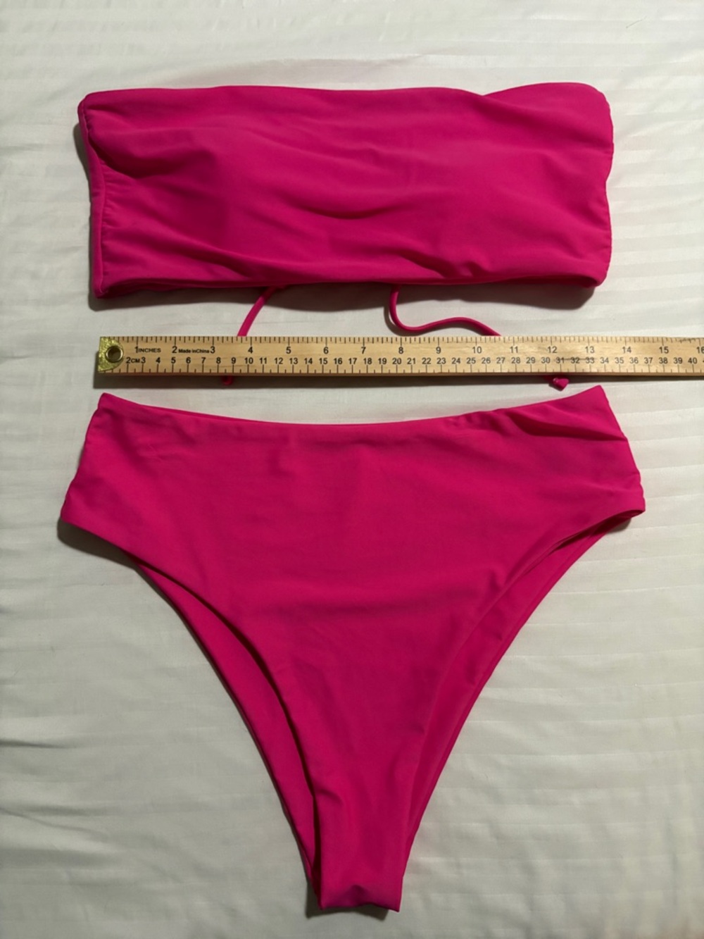 SHEIN Strapless High-Waist Bikini Set - Hot Pink